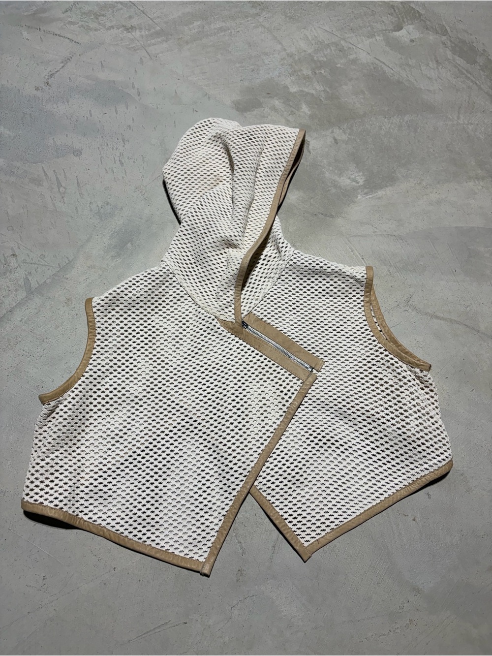 Ann everett cropped Hooded l Vest with Tan Trim